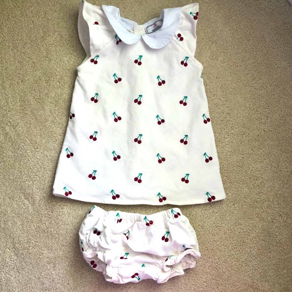 CPC corduroy cherry dress w matching bloomers.